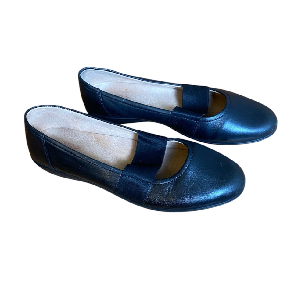 Naturalizer Black Mary Jane Leather Cushioned Round Toe Flats Shoes